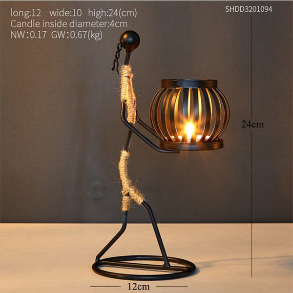 Artisan Iron Figurine Candle Holder