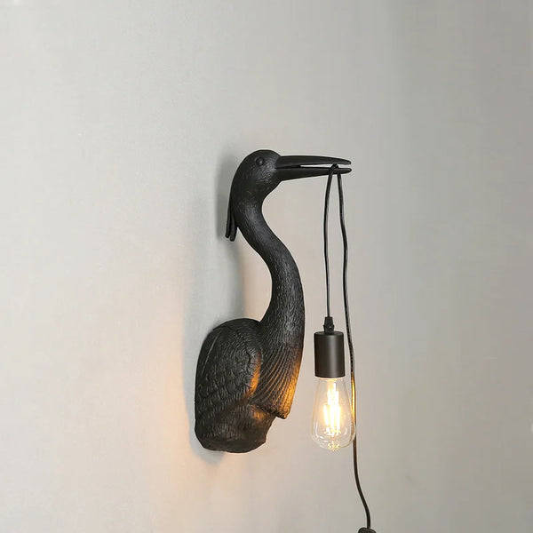 Graceful Stork Resin Wall Lamp