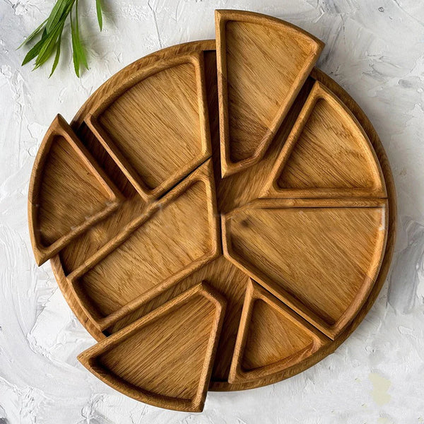 8-Petal Wooden Split Tray – Multi-Section Serving Plate