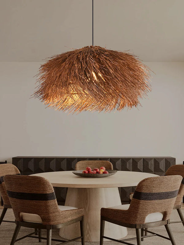 Vintage Wabi-sabi pendant light hand-woven Seagrass Lampshade restaurant luminaire suspendu home bedroom dining room lighting