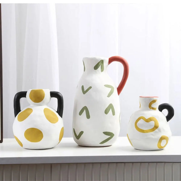 Painted Milk Pot-Style Desktop Vase