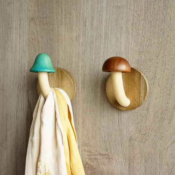 Wooden Mushroom Wall Hook