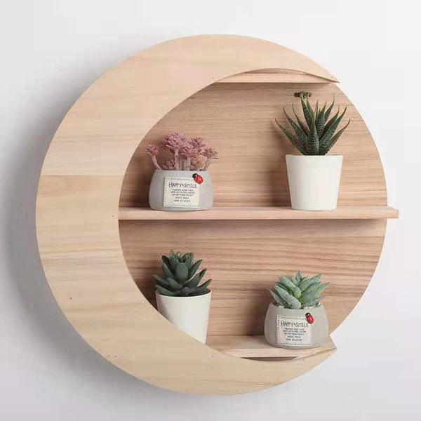 Moon Wooden Wall Shelf